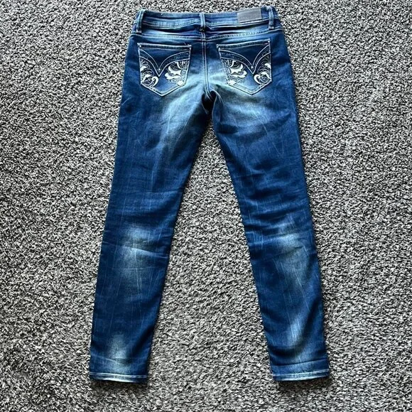 Y2K Hydraulic Bailey Jeans Womens 10 Blue Low Rise Babydoll Embroidered Denim - Picture 2 of 7